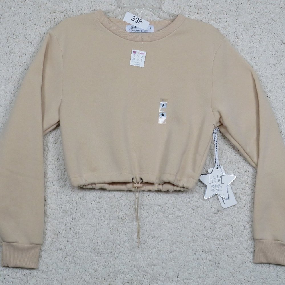 Roma Concept by Rosee* Women's Long Sleeve Crew Neck Crop‎ Top Sweatshirt~ Large
